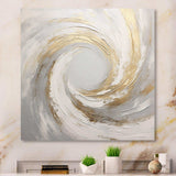 Gold And White Soft Wave Vortex V - Abstract Canvas Wall Art