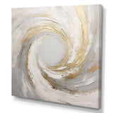 Gold And White Soft Wave Vortex V - Abstract Canvas Wall Art