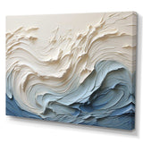 White And Blue Wave Papercut Style - Coastal Canvas Wall Art