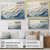 White And Blue Wave Papercut Style - Coastal Canvas Wall Art