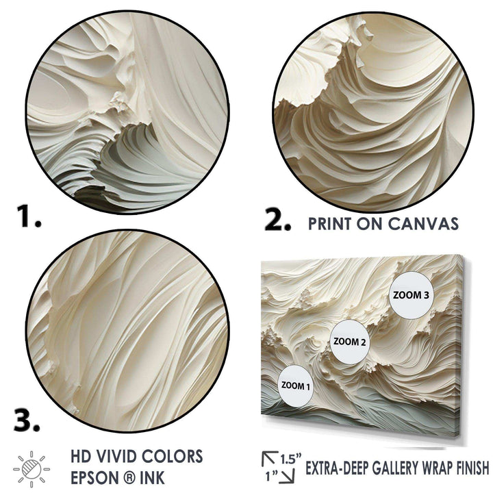 White And Blue Wave Papercut Style II - Coastal Canvas Wall Art