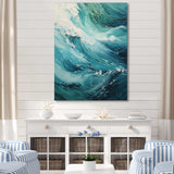 Ocean Teal Wave Expression - Coastal Canvas Wall Art