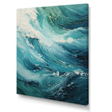 Ocean Teal Wave Expression - Coastal Canvas Wall Art