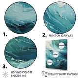 Ocean Teal Wave Expression - Coastal Canvas Wall Art