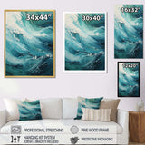 Ocean Teal Wave Expression - Coastal Canvas Wall Art