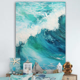 Ocean Teal Wave Expression I - Coastal Canvas Wall Art