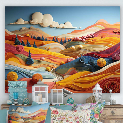 Whimsical Fields Of Color Landscape - Landscapes Canvas Wall Art
