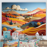 Whimsical Fields Of Color Landscape - Landscapes Canvas Wall Art