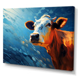 Blue And Orange Cow Flow - Cow Large Canvas Wall Art