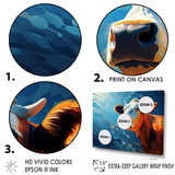 Blue And Orange Cow Flow - Cow Large Canvas Wall Art