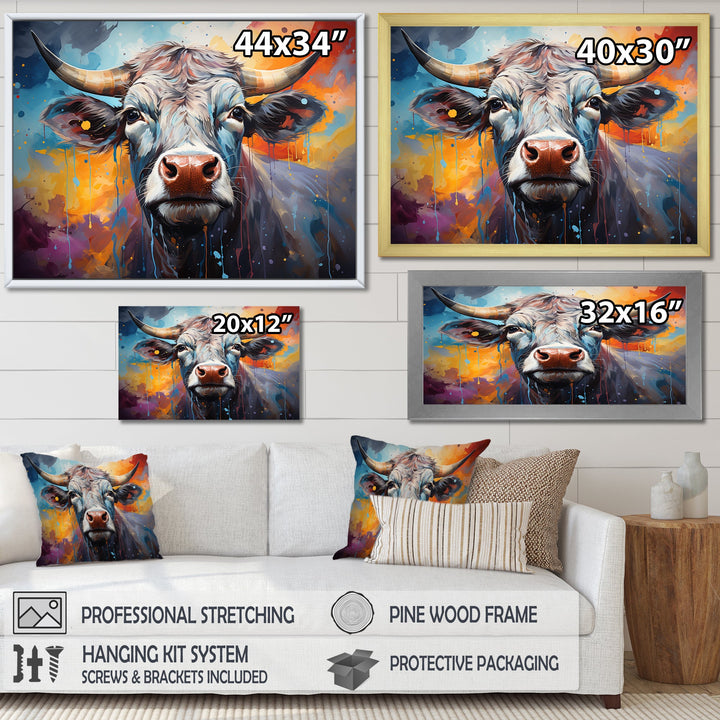 Celestial Colorful Cattle - Cow Bedroom Wall Art