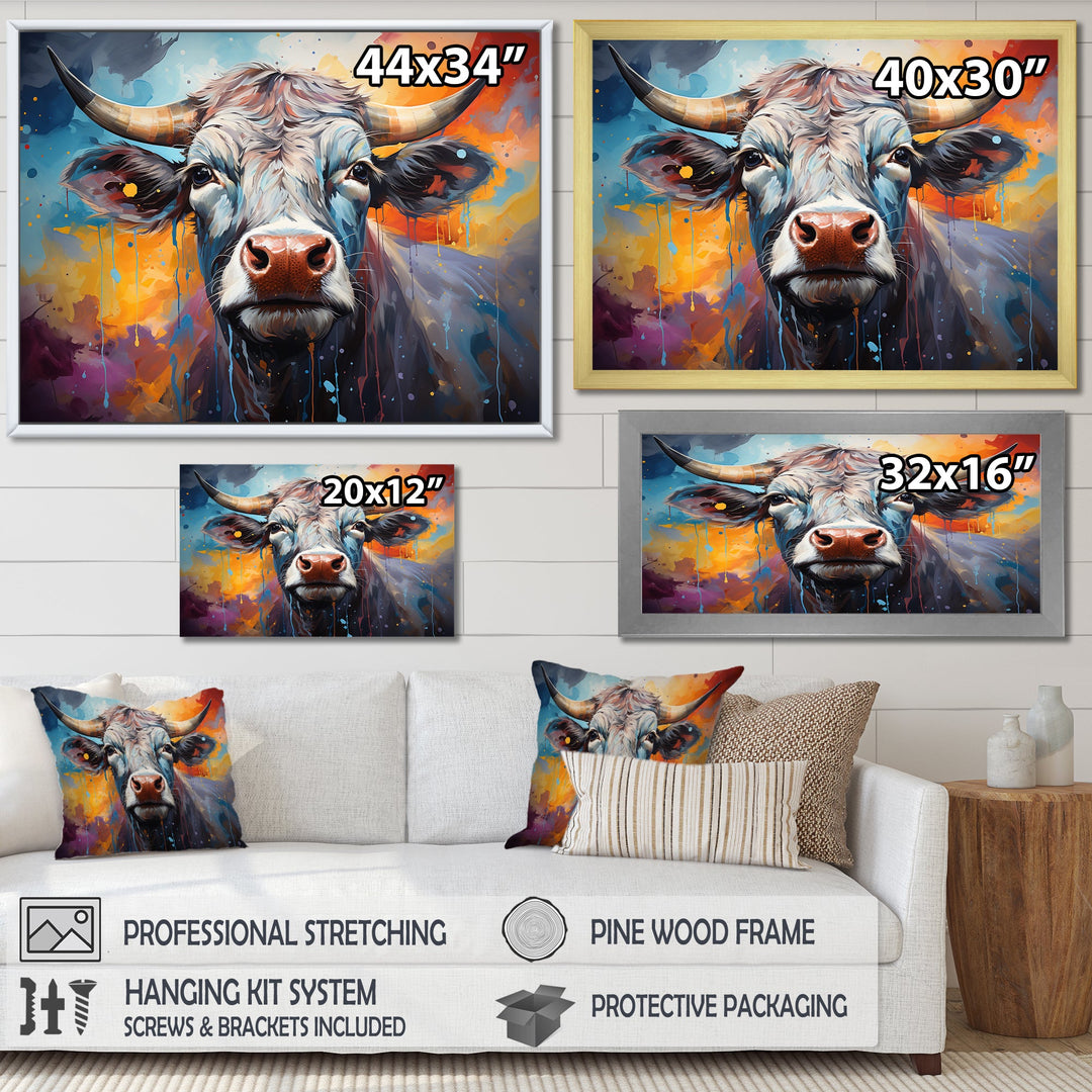 Celestial Colorful Cattle - Cow Bedroom Wall Art
