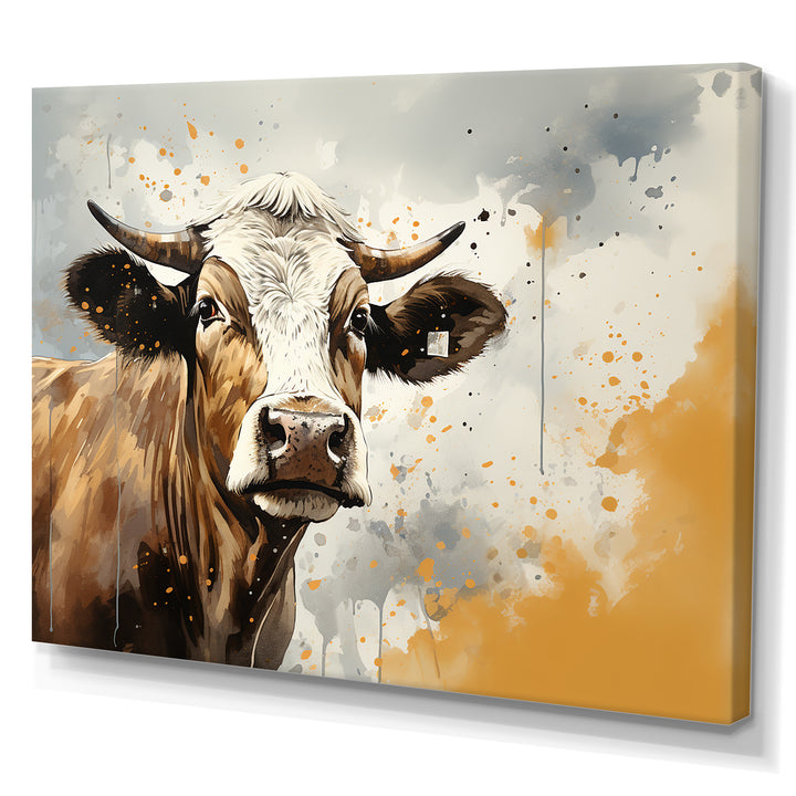 Cow Portrait In Sepia Tones - Cow Canvas Wall Art