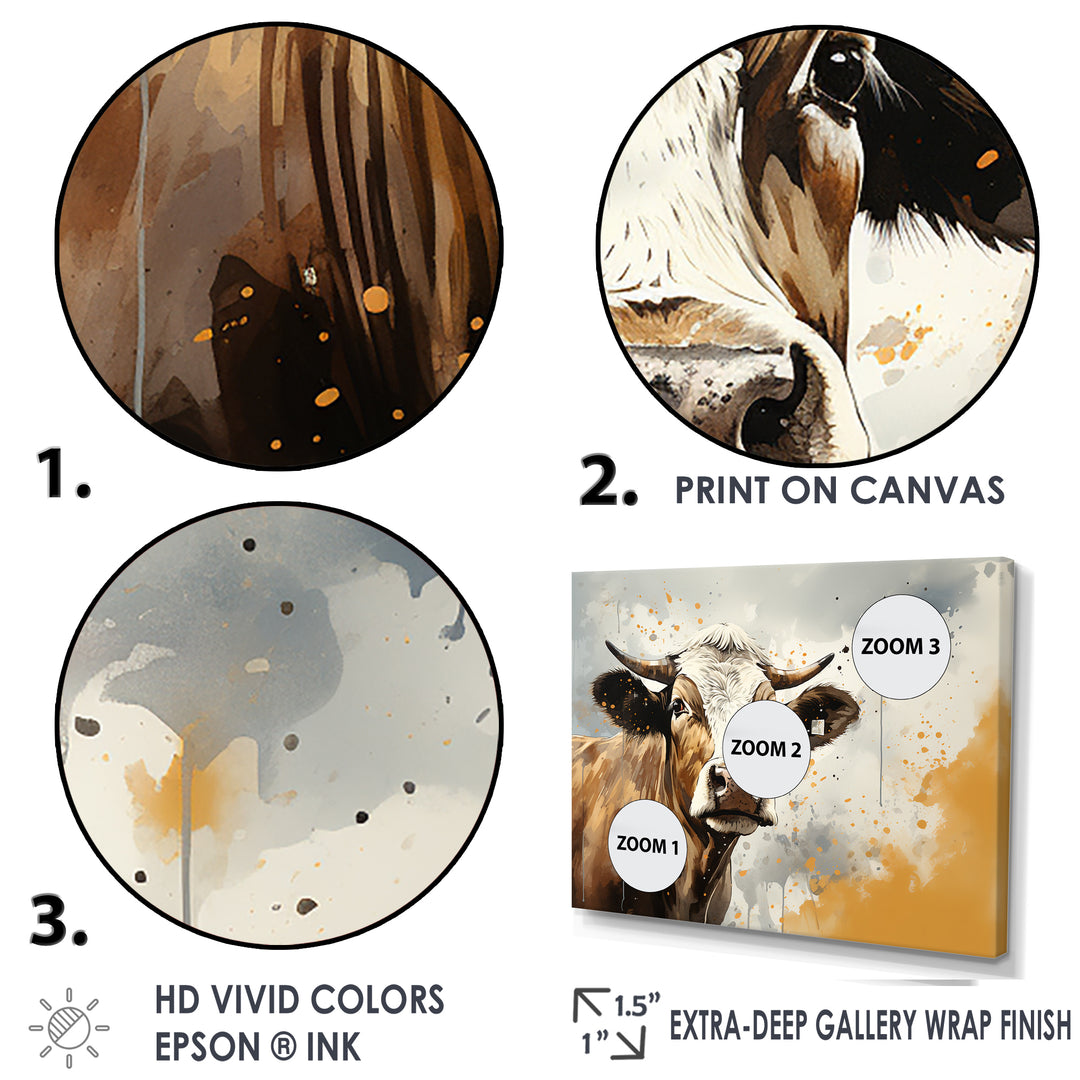 Cow Portrait In Sepia Tones - Cow Canvas Wall Art