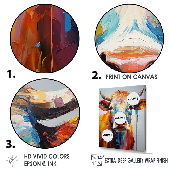 Colorful Cow Expressionist Portrait - Cow Wall Art Prints