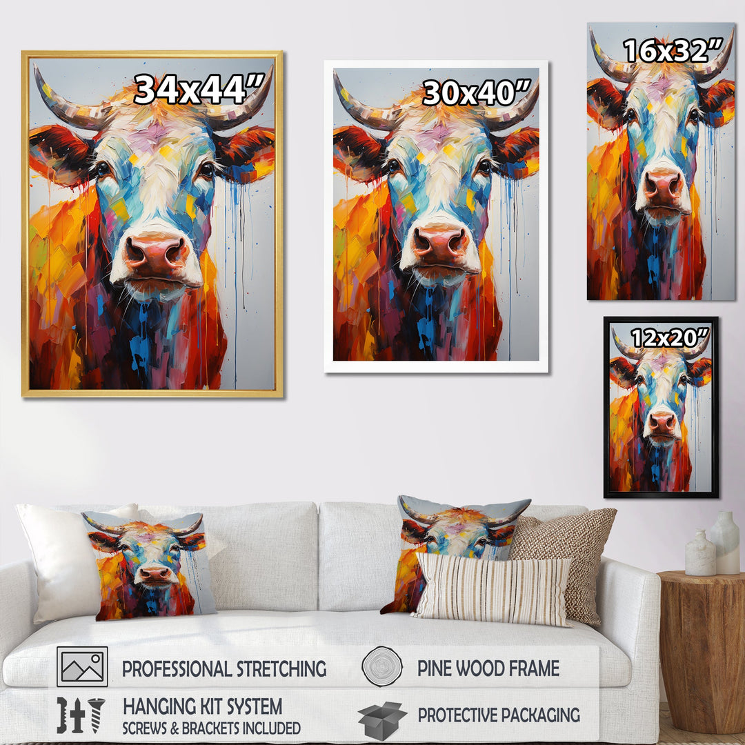 Colorful Cow Expressionist Portrait - Cow Wall Art Prints