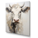 Minimalism Beige Cow Portrait - Cow Large Canvas Wall Art