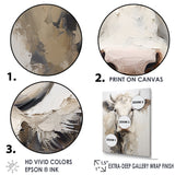 Minimalism Beige Cow Portrait - Cow Large Canvas Wall Art