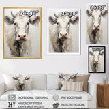 Minimalism Beige Cow Portrait - Cow Large Canvas Wall Art