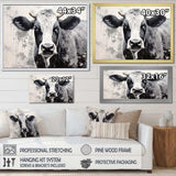 Minimalism Black And White Cow - Animals Canvas Wall Art