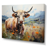 Cow In Pastel Fields - Cow Bedroom Wall Art