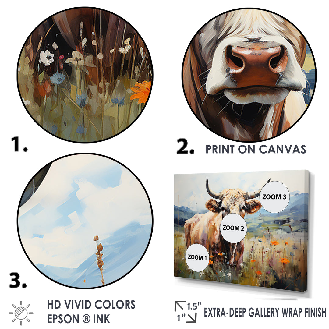 Cow In Pastel Fields - Cow Bedroom Wall Art