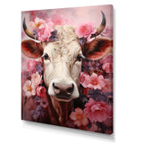 Romanticism Pink Cow Portrait - Cow Canvas Wall Art