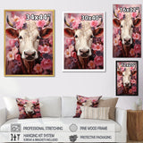 Romanticism Pink Cow Portrait - Cow Canvas Wall Art