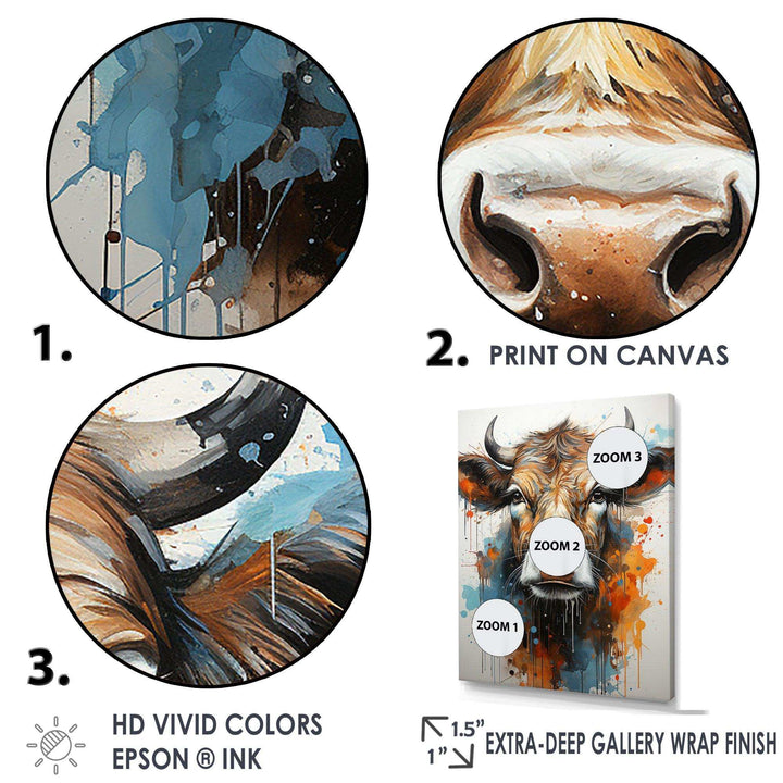 Popart Urban Cow - Animals Canvas Wall Art