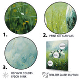 Cow In Verdant Pastures - Green Cow Wall Art