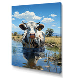 Cow In Tranquil Pasture - Cow Framed Canvas Art
