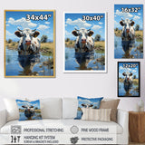 Cow In Tranquil Pasture - Cow Framed Canvas Art