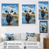 Cow In Tranquil Pasture - Cow Framed Canvas Art