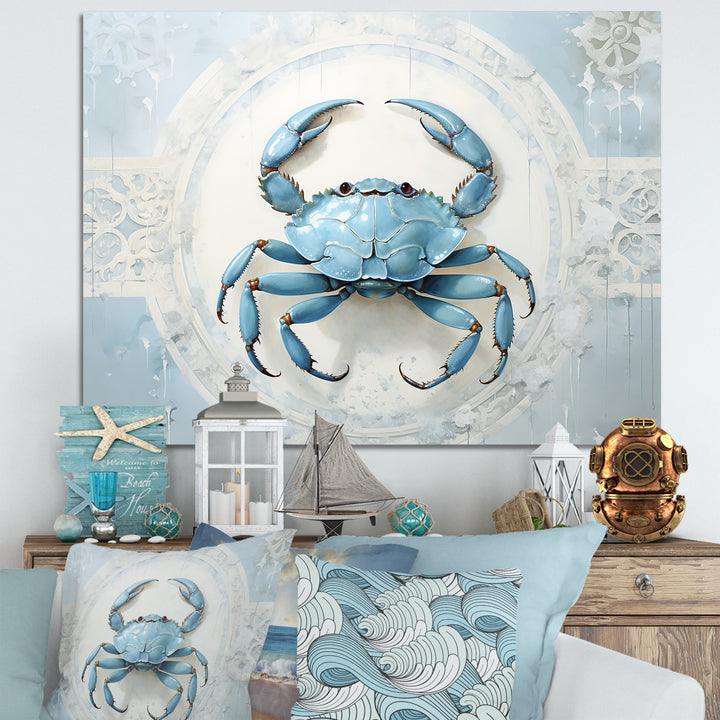 Minimalism Blue Crab Impression - Crab Bedroom Wall Art