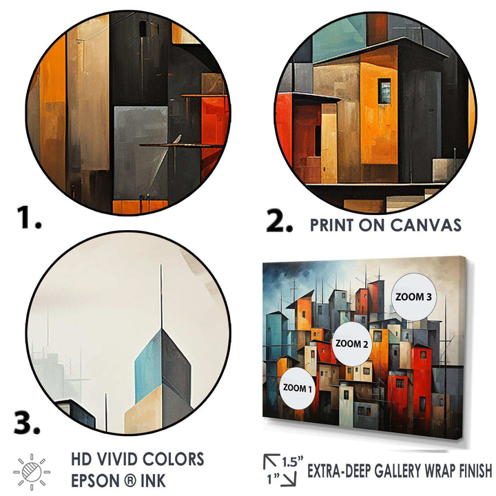 Cubist Urbanism Horizon III - Abstract Canvas Wall Art