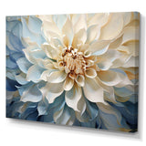 White And Blue Dahlia Flower Minimalism - Floral Canvas Wall Art