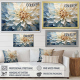 White And Blue Dahlia Flower Minimalism - Floral Canvas Wall Art