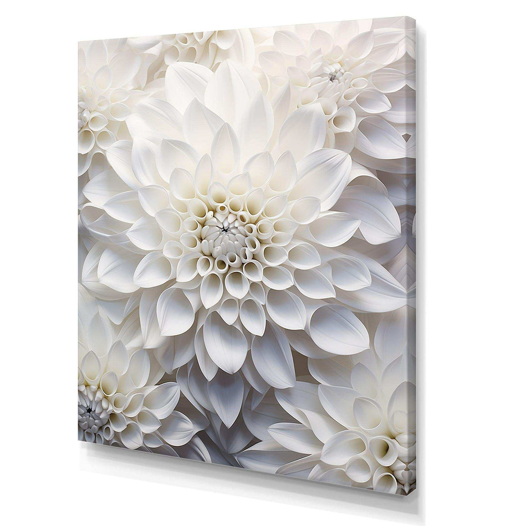 Minimalism White Dahlia - Floral Canvas Wall Art