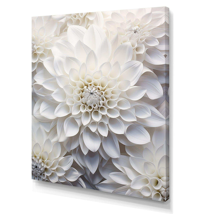 Minimalism White Dahlia - Floral Canvas Wall Art