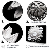 Dahlia In Monochrome Black And White - Floral Canvas Wall Art