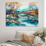 Turquoise And Brown Liquid Charm Landscape - Landscapes Canvas Wall Art