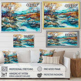 Turquoise And Brown Liquid Charm Landscape - Landscapes Canvas Wall Art