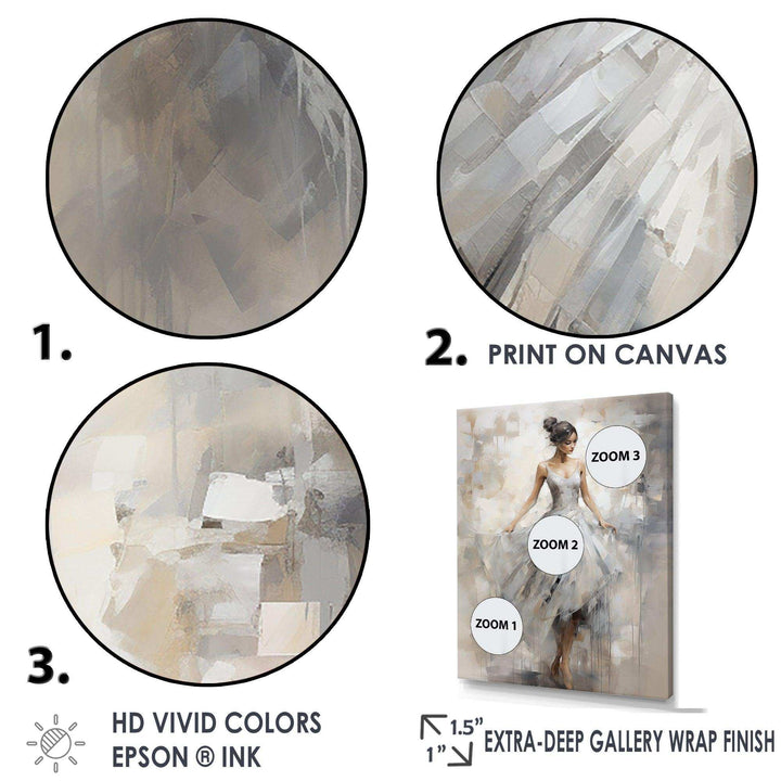 Contemporary Grey Ballet Dance Symphony I - Fashion Canvas Wall Art
