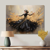 Gold And Black Dance Splash II - Fashion Canvas Wall Art