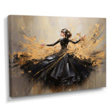 Gold And Black Dance Splash II - Fashion Canvas Wall Art