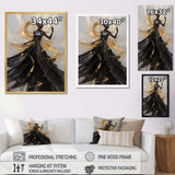 Gold And Black Dance Splash III - Fashion Canvas Wall Art