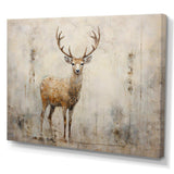 Minimalism Beige Deer Portrait - Animals Canvas Wall Art