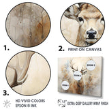 Minimalism Beige Deer Portrait III - Animals Canvas Wall Art