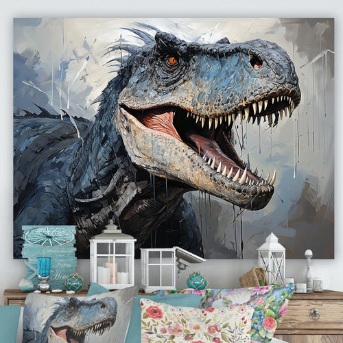 Dinosaur Blue T Rex Supreme - Dinosaur Home Decor Art
