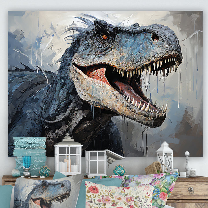 Dinosaur Blue T Rex Supreme - Dinosaur Home Decor Art